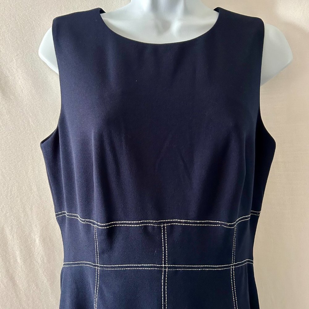 Calvin Klein Navy Blue Sleeveless Sheath Dress Size 6 - Picture 2 of 8